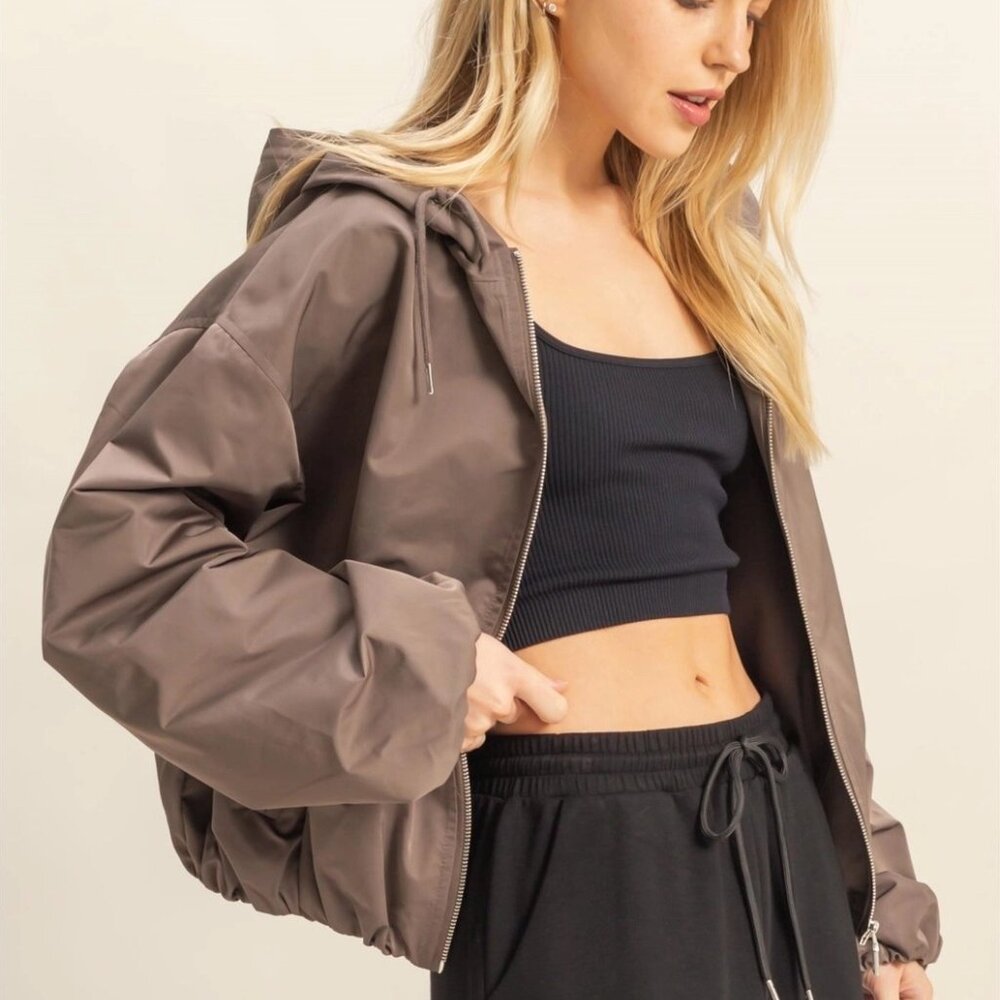 Angela Hooded Zip-Up Jacket | Women's Fall Style | Neutral | Athleisure - Picture 8 of 10